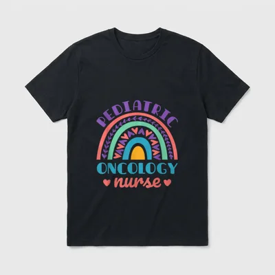 Pediatric Oncology Nurse RN Peds Rainbow T-Shirt – Classic T-Shirt in Black