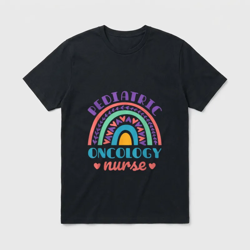 Pediatric Oncology Nurse RN Peds Rainbow T-Shirt – Classic T-Shirt in Black