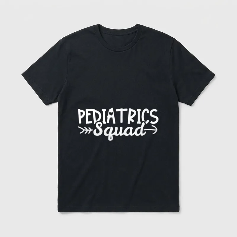 Pediatric Nurse Classic T-Shirt – PEDIATRICS Squad lettering with an arrow – Classic T-Shirt in Black