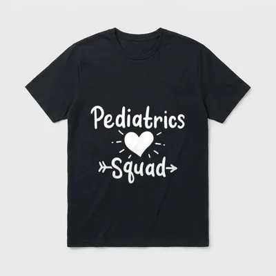 Pediatrics Pediatrician Nurse Lightweight T-Shirt – Pediatrics Squad text with heart and arrow – Classic T-Shirt in Black