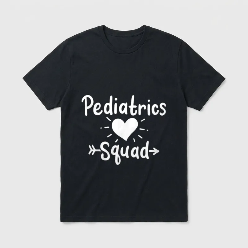 Pediatrics Pediatrician Nurse Lightweight T-Shirt – Pediatrics Squad text with heart and arrow – Classic T-Shirt in Black