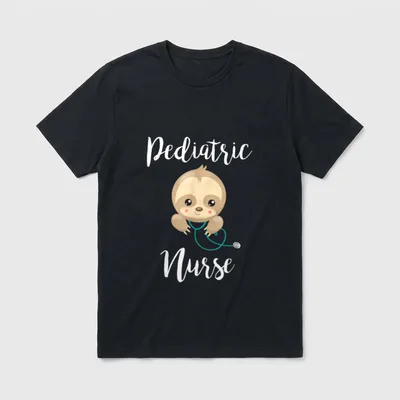 Pediatric Nurse RN Sloth Lover Pediatrics T-Shirt – Classic T-Shirt in Black