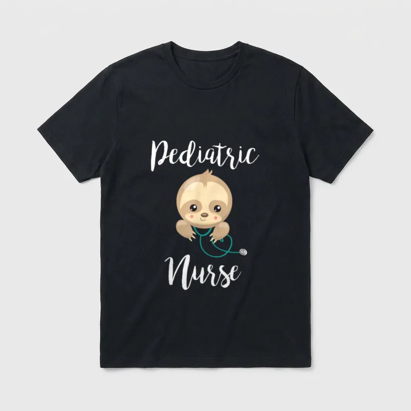 Pediatric Nurse RN Sloth Lover Pediatrics T-Shirt – Classic T-Shirt in Black