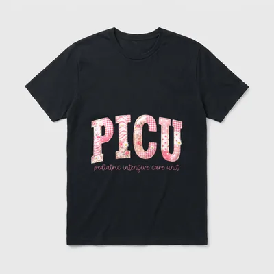 PICU Nurse Patchwork Floral Pediatric Intensive T-Shirt – PICU pediatric intensive care unit – Classic T-Shirt in Black