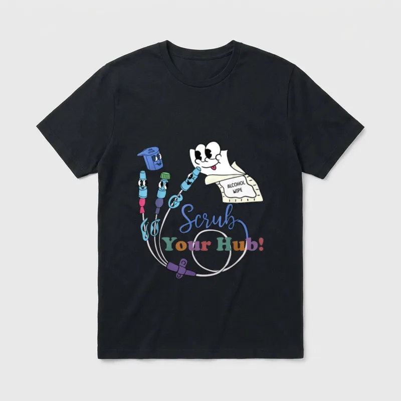 Peds ER ICU Rn Nurse Scrub T-Shirt – site scrub, ALCOHOL WIPE, and Scrub Your Hub – Classic T-Shirt in Black