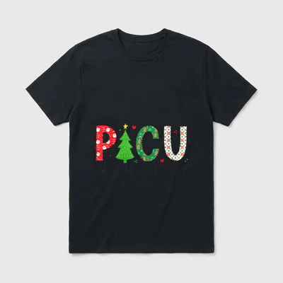 Christmas PICU Nurse T-Shirt – PICU Pediatric Intensive Care Unit – Classic T-Shirt in Black