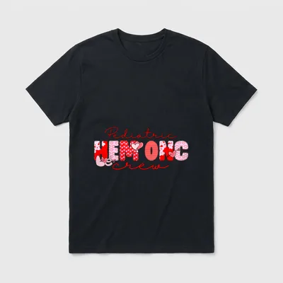 Pediatric Hem Onc Crew Valentines Hematology T-Shirt – Pediatric HEM ONC crew with hearts – Classic T-Shirt in Black