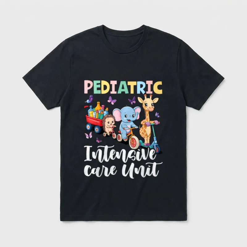 Pediatric Intensive Care Unit Cute Animals T-Shirt – Classic T-Shirt in Black