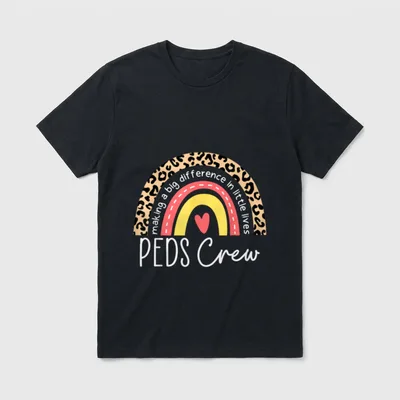 Pediatric Crew Peds Nurse Leopard Rainbow T-Shirt – Classic T-Shirt in Black