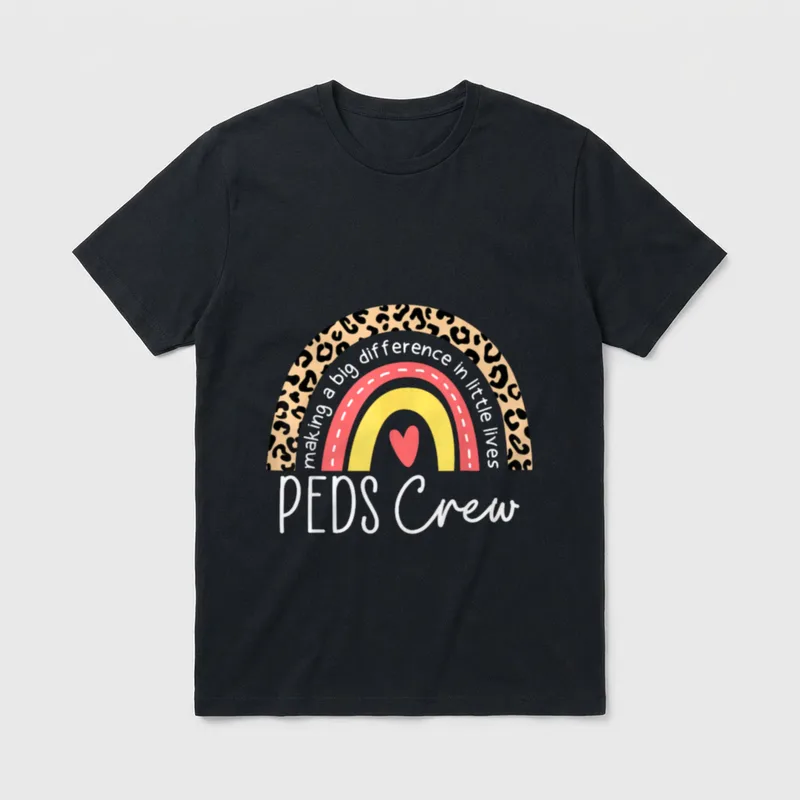 Pediatric Crew Peds Nurse Leopard Rainbow T-Shirt – Classic T-Shirt in Black