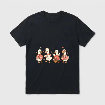 Pediatric Registered Nurse Silly Gooses Valentine T-Shirt – Classic T-Shirt in Black