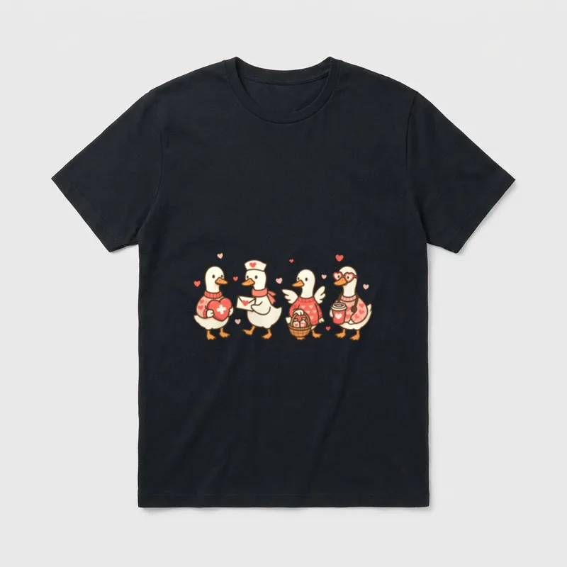 Pediatric Registered Nurse Silly Gooses Valentine T-Shirt – Classic T-Shirt in Black