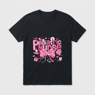 Pediatric Nurse Valentines Peds RN Heart T-Shirt – Classic T-Shirt in Black