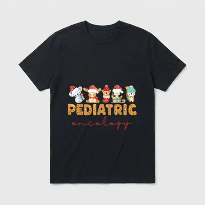 Pediatric Oncology Nurse Christmas Animal PEDS T-Shirt – Classic T-Shirt in Black