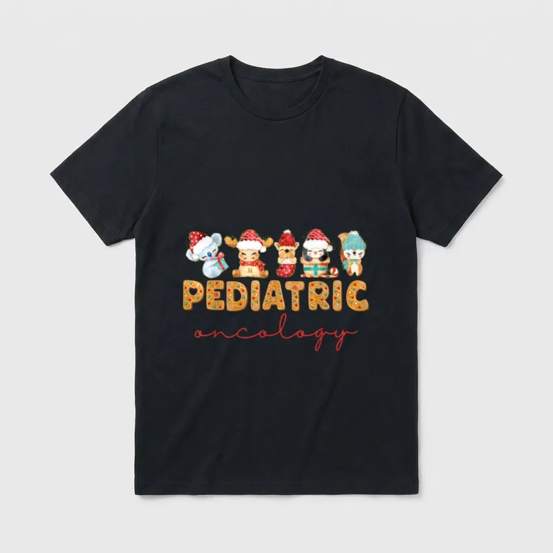Pediatric Oncology Nurse Christmas Animal PEDS T-Shirt – Classic T-Shirt in Black