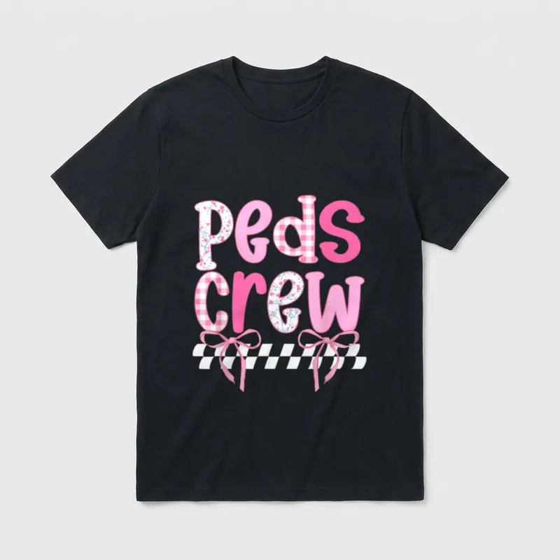 Peds Crew Coquette Nurse Squad Pediatric T-Shirt – Classic T-Shirt in Black
