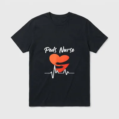 Pediatrics Nurse Pulse Ped RN Heartbeat T-Shirt – Classic T-Shirt in Black