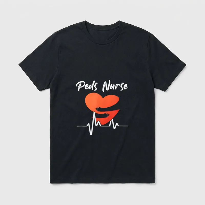 Pediatrics Nurse Pulse Ped RN Heartbeat T-Shirt – Classic T-Shirt in Black