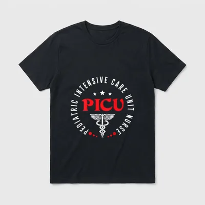 PICU Nurse Pediatric ICU Day Week T-Shirt – PICU Pediatric Intensive Care Unit Nurse Caduceus – Classic T-Shirt in Black