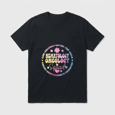 Onc Doctor Nurse T-Shirt – Hematology Oncology Squad circular floral print – Classic T-Shirt in Black