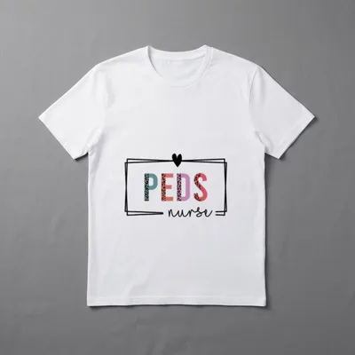 Peds Nurse Pediatric Nurses Day T-Shirt – PEDS nurse lettering in leopard print with a heart frame – Classic T-Shirt in Black
