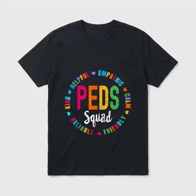 PEDS Squad Pediatric Crew Nurse Occupational T-Shirt – Classic T-Shirt in Black