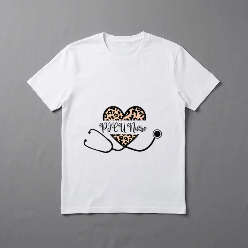 Love PICU Nurse Life Leopard Heart T-Shirt – Classic T-Shirt in Black