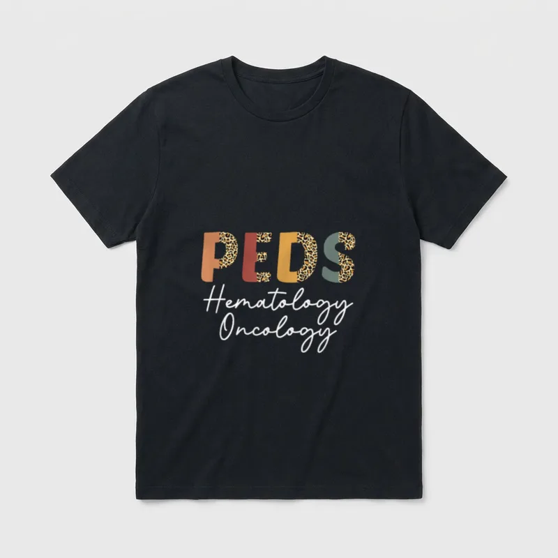 Peds Hematology Oncology Leopard Nurse Healthcare T-Shirt – Classic T-Shirt in Black