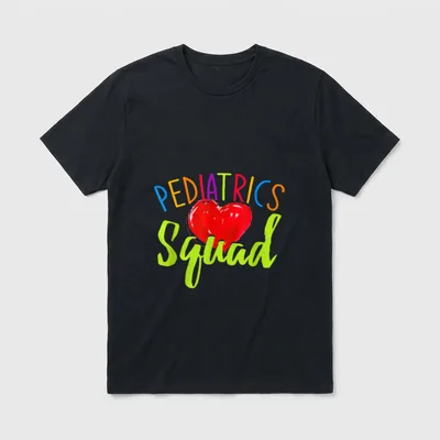 Pediatrics Squad Heart Nurse T-Shirt – Classic T-Shirt in Black