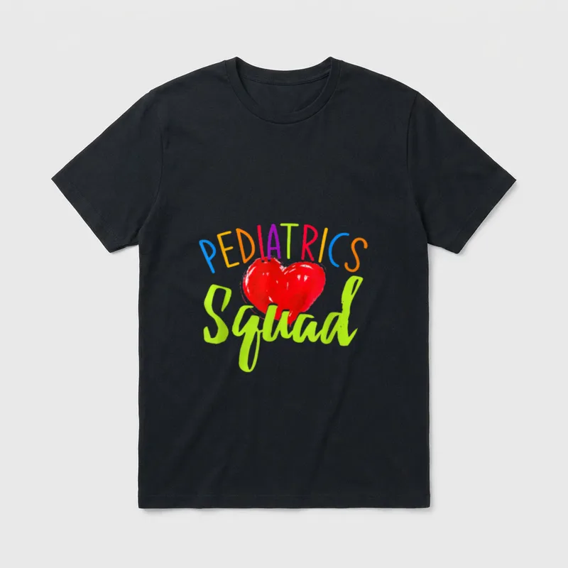 Pediatrics Squad Heart Nurse T-Shirt – Classic T-Shirt in Black