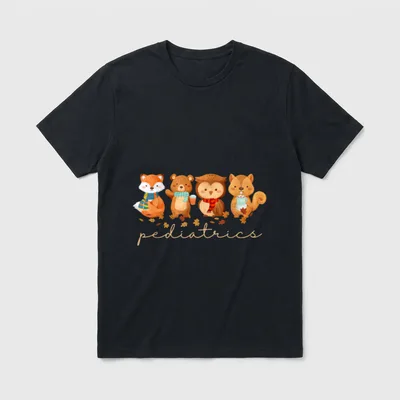 Animals Pediatric Nurse Leaves Fall Thanksgiving T-Shirt – Classic T-Shirt in Black