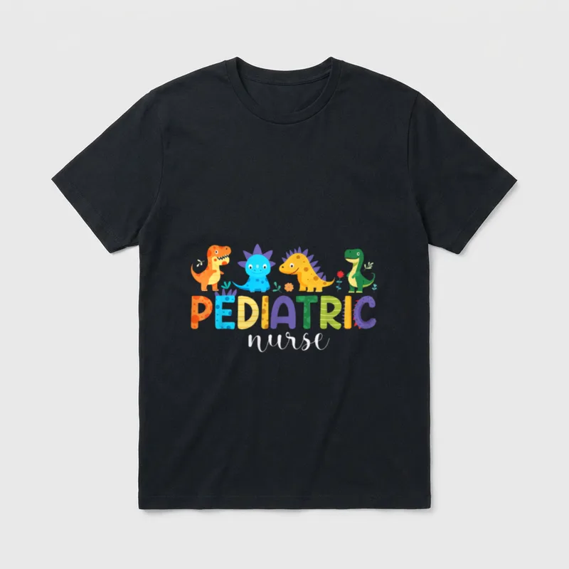 Pediatric Nurse PEDS Nursing Dinosaur Future T-Shirt – Classic T-Shirt in Black