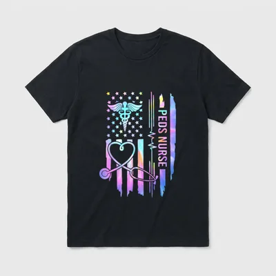 Pediatric Nurse PEDS Nursing Appreciation USA T-Shirt – Classic T-Shirt in Black