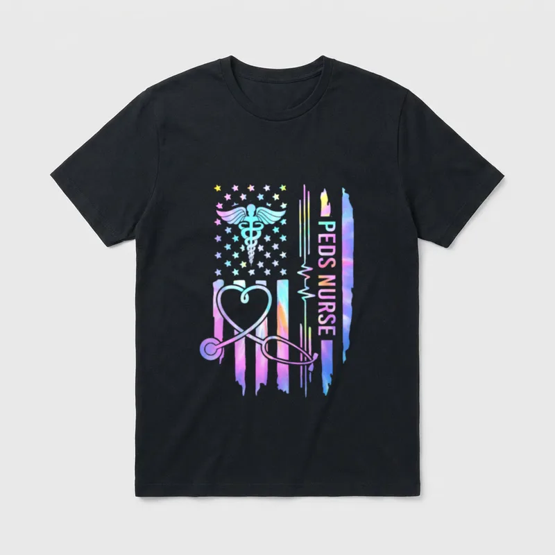 Pediatric Nurse PEDS Nursing Appreciation USA T-Shirt – Classic T-Shirt in Black
