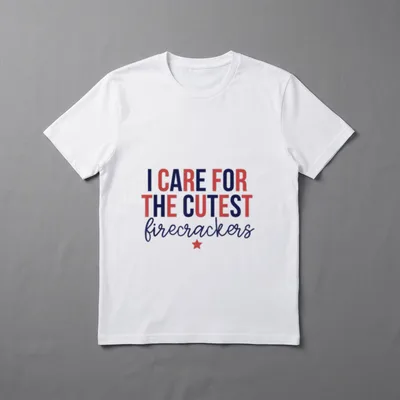 Peds Nurse 4th of July T-Shirt – I CARE FOR THE CUTEST firecrackers lettering with a red star – Classic T-Shirt in Black