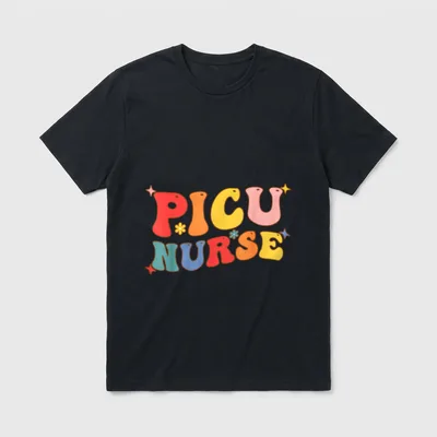 PICU Nurse Pediatric Intensive Care Retro T-Shirt – Classic T-Shirt in Black
