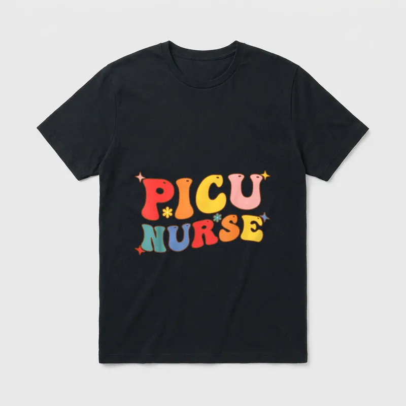 PICU Nurse Pediatric Intensive Care Retro T-Shirt – Classic T-Shirt in Black