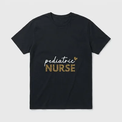 Pediatric Nurse Leopard Pattern T-Shirt – Classic T-Shirt in Black