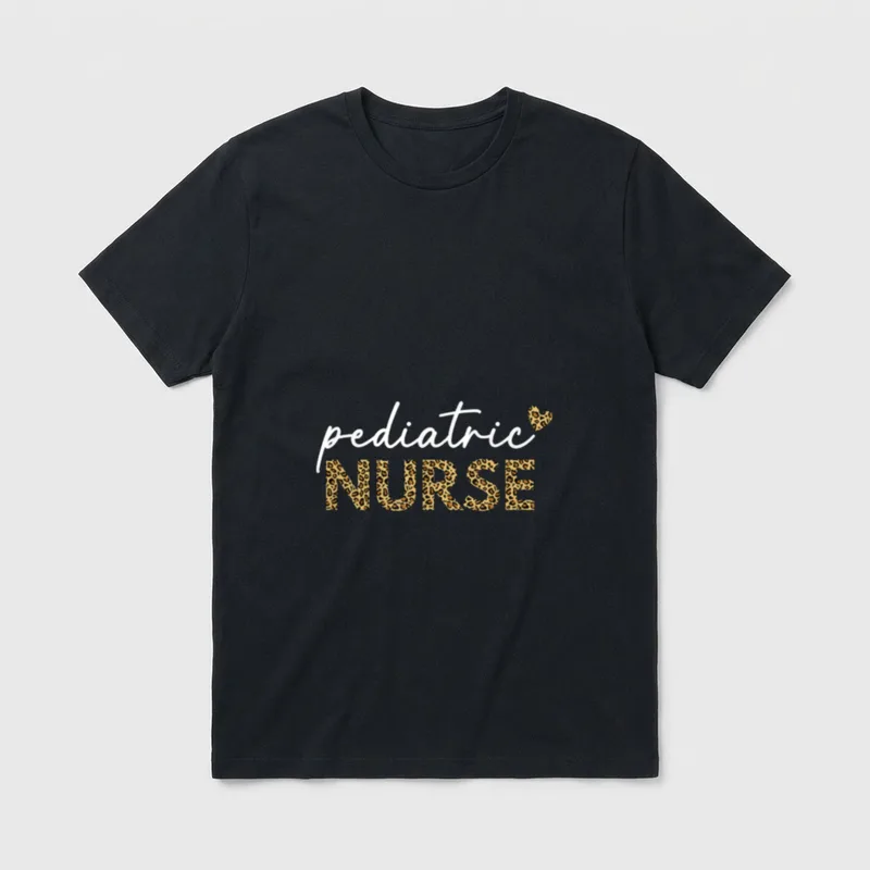 Pediatric Nurse Leopard Pattern T-Shirt – Classic T-Shirt in Black