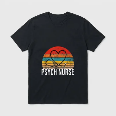 Psych Nurse Stethoscope Heart T-Shirt – Classic T-Shirt in Black