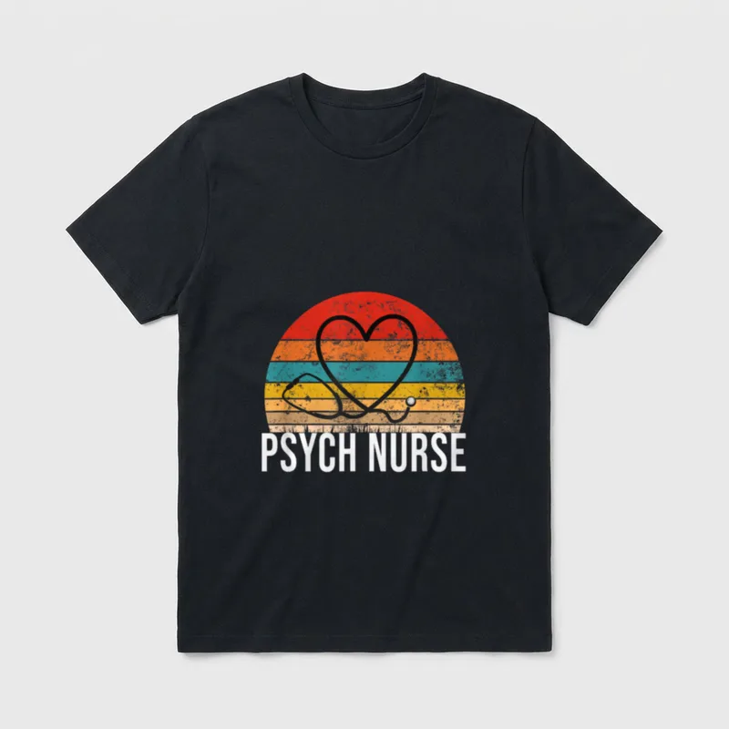 Psych Nurse Stethoscope Heart T-Shirt – Classic T-Shirt in Black