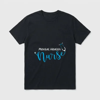 Stethoscope Mental Health Nurse T-Shirt – Mental Health Nurse text with stethoscope tubing graphic – Classic T-Shirt in Black