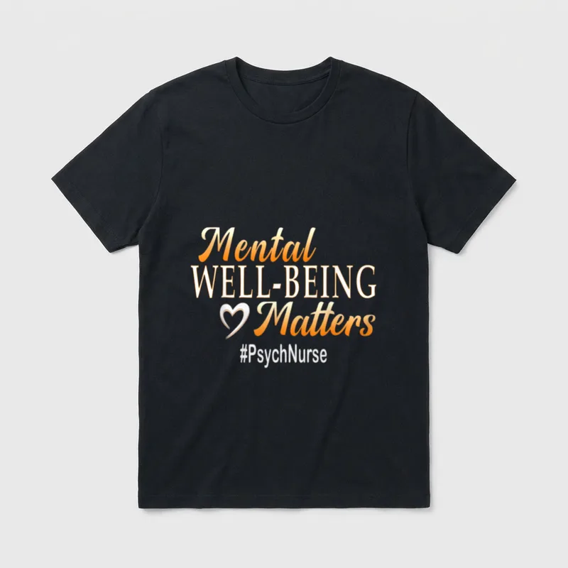 Mental Well Being Matters Psych Nurse T-Shirt – Mental WELL-BEING Matters #PsychNurse with heart – Classic T-Shirt in Black