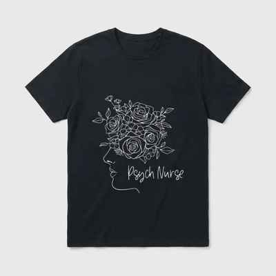 Floral Psych RN Psychiatric Nurse Week T-Shirt – Classic T-Shirt in Black