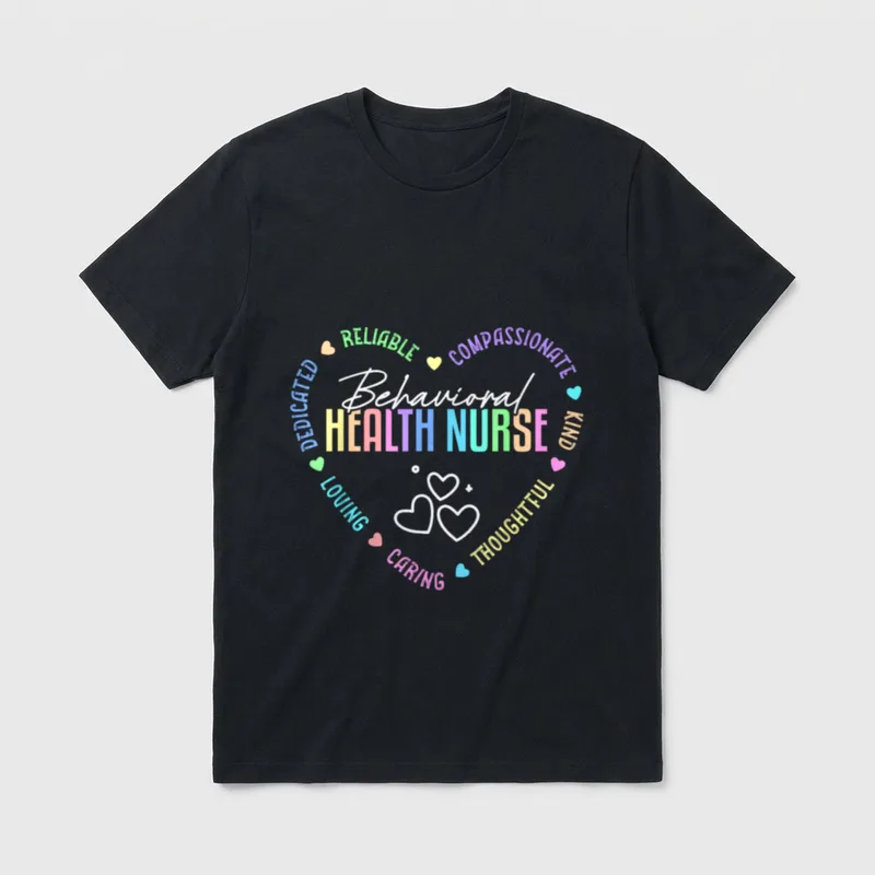 Behavioral Health Nurse Appreciation Heart T-Shirt – Classic T-Shirt in Black