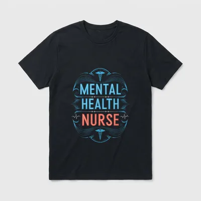 Mental Health Nurse T-Shirt – “MENTAL HEALTH NURSE” lettering with caduceus emblems – Classic T-Shirt in Black