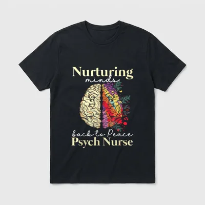 Nurturing Minds Back to Peace Psych T-Shirt – Nurturing minds back to peace Psych Nurse print – Classic T-Shirt in Black