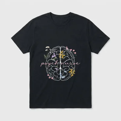 Psych Nurse Appreciation Psychiatric Flowers T-Shirt – Classic T-Shirt in Black