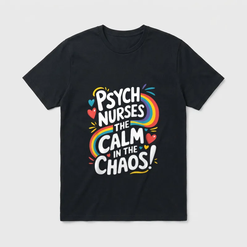 Psych Nurse Psychiatry PMHNP Mental Health T-Shirt – Psych Nurses The Calm In The Chaos – Classic T-Shirt in Black