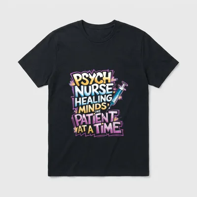 Psych Nurse Psychiatric Psychiatry T-Shirt – “PSYCH NURSE HEALING MINDS ONE PATIENT AT A TIME” – Classic T-Shirt in Black
